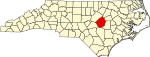 Map of North Carolina highlighting Johnston County